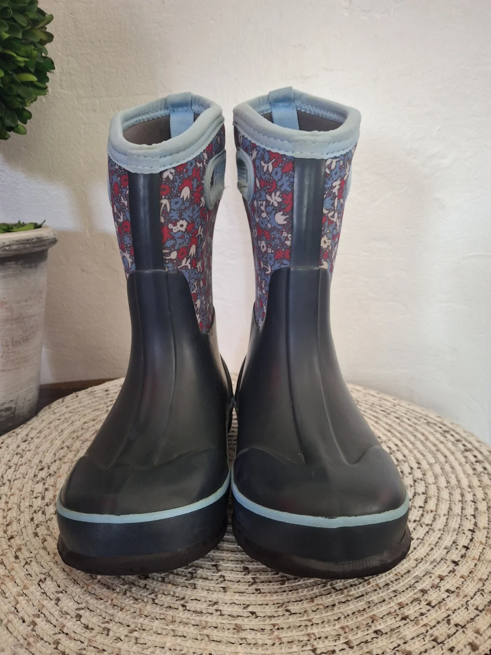 Bogs Kids Navy Blue Floral Rain & Snow Boots